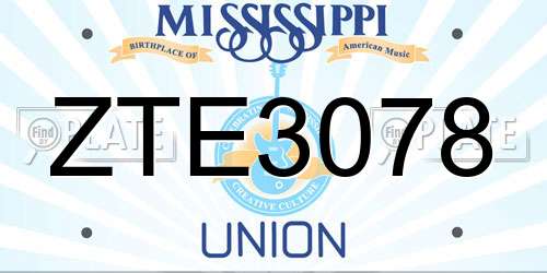 ZTE3078 Mississippi License Plate