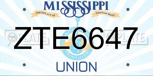 ZTE6647 Mississippi License Plate
