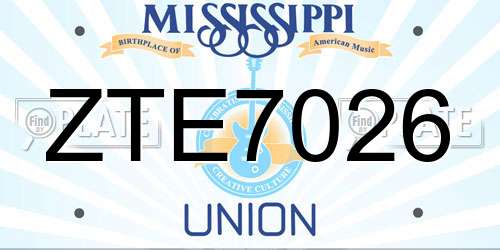 ZTE7026 Mississippi License Plate