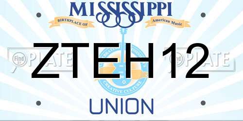 ZTEH12 Mississippi License Plate