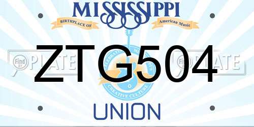 ZTG504 Mississippi License Plate