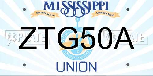 ZTG50A Mississippi License Plate
