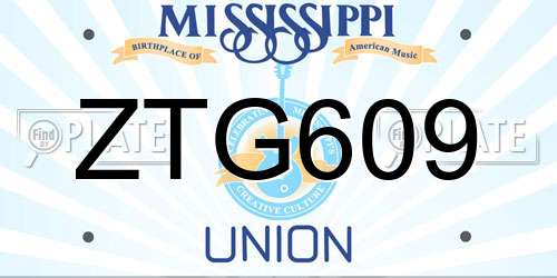 ZTG609 Mississippi License Plate