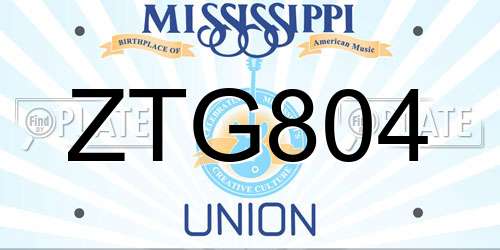 ZTG804 Mississippi License Plate