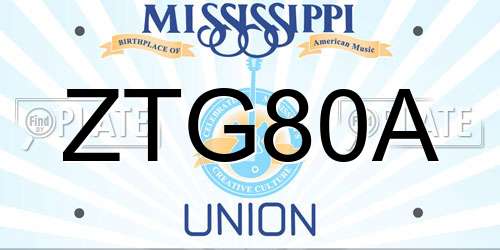 ZTG80A Mississippi License Plate