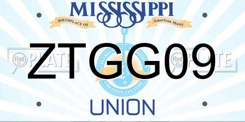 ZTGG09 Mississippi License Plate