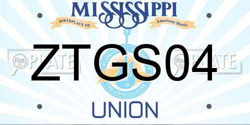 ZTGS04 Mississippi License Plate