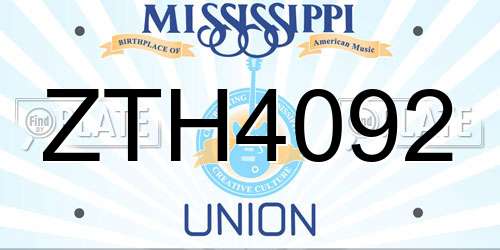 ZTH4092 Mississippi License Plate