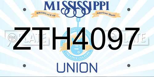 ZTH4097 Mississippi License Plate