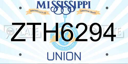 ZTH6294 Mississippi License Plate