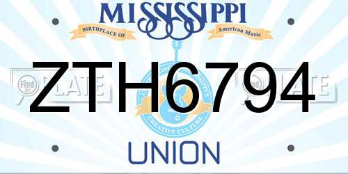 ZTH6794 Mississippi License Plate