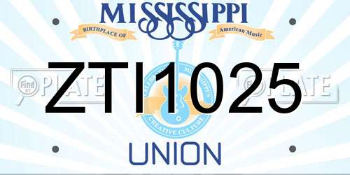 ZTI1025 Mississippi License Plate