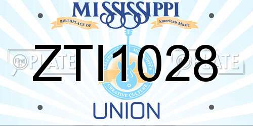 ZTI1028 Mississippi License Plate