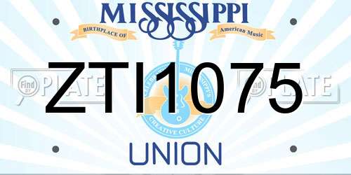 ZTI1075 Mississippi License Plate