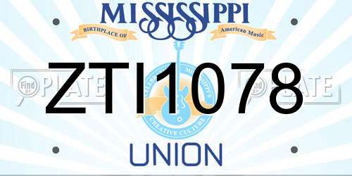ZTI1078 Mississippi License Plate