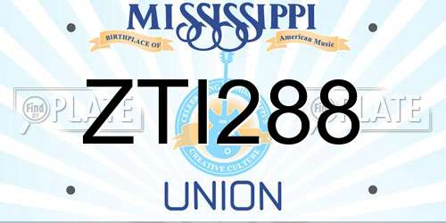 ZTI288 Mississippi License Plate