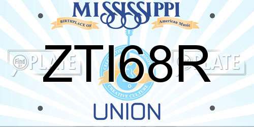 ZTI68R Mississippi License Plate