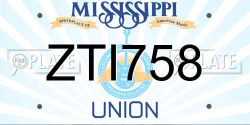 ZTI758 Mississippi License Plate