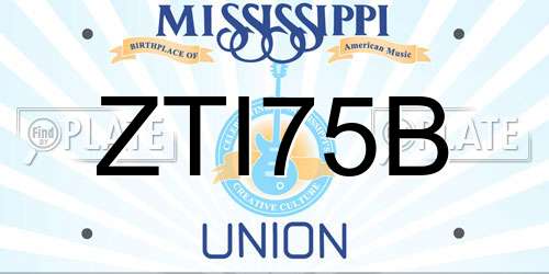 ZTI75B Mississippi License Plate