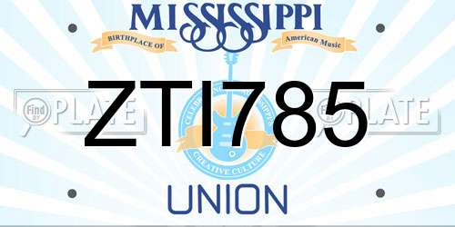 ZTI785 Mississippi License Plate
