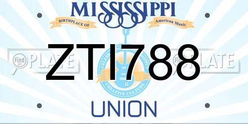 ZTI788 Mississippi License Plate