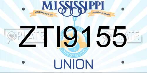 ZTI9155 Mississippi License Plate