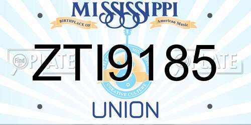 ZTI9185 Mississippi License Plate