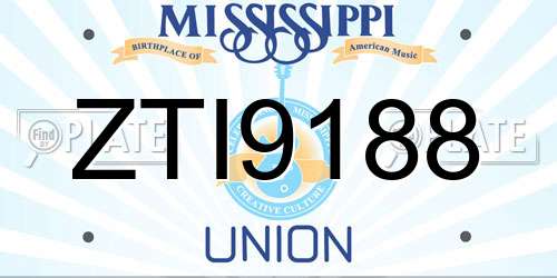 ZTI9188 Mississippi License Plate