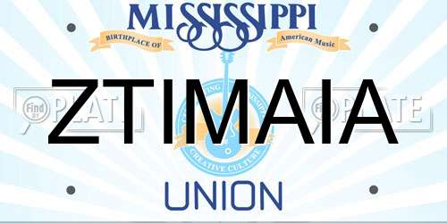 ZTIMAIA Mississippi License Plate
