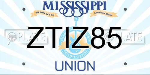 ZTIZ85 Mississippi License Plate