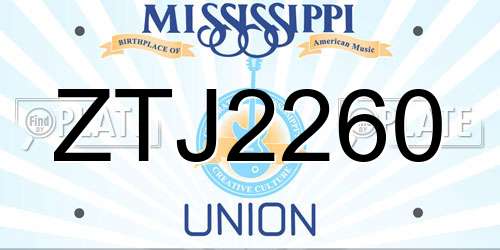 ZTJ2260 Mississippi License Plate
