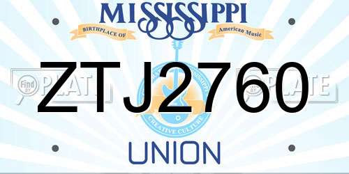 ZTJ2760 Mississippi License Plate