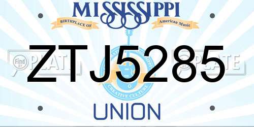 ZTJ5285 Mississippi License Plate