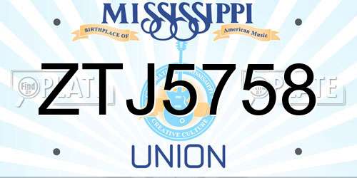 ZTJ5758 Mississippi License Plate