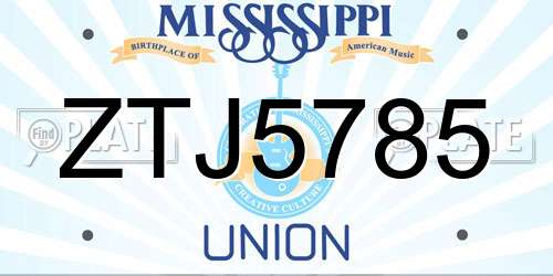 ZTJ5785 Mississippi License Plate