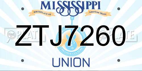 ZTJ7260 Mississippi License Plate