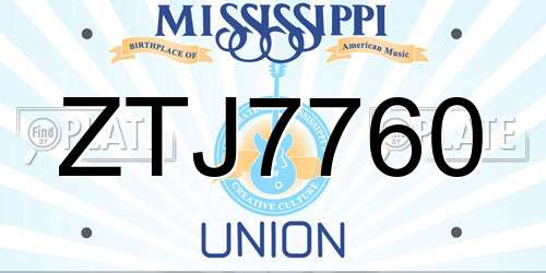ZTJ7760 Mississippi License Plate