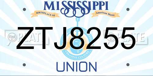 ZTJ8255 Mississippi License Plate