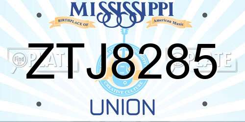 ZTJ8285 Mississippi License Plate
