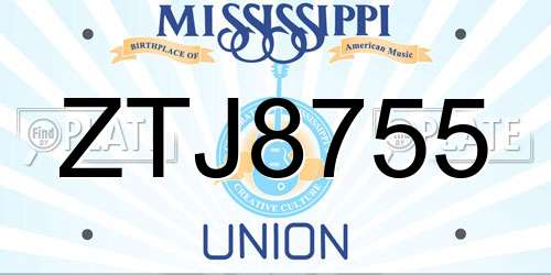 ZTJ8755 Mississippi License Plate