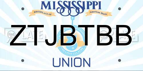 ZTJBTBB Mississippi License Plate