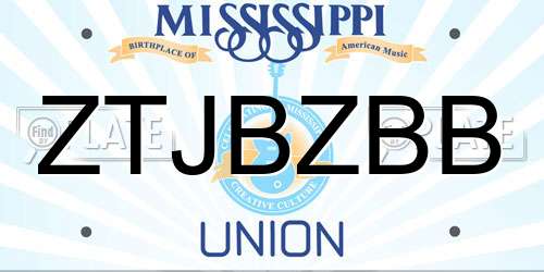 ZTJBZBB Mississippi License Plate