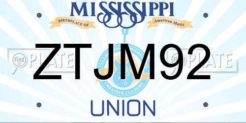 ZTJM92 Mississippi License Plate