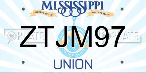 ZTJM97 Mississippi License Plate