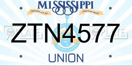 ZTN4577 Mississippi License Plate