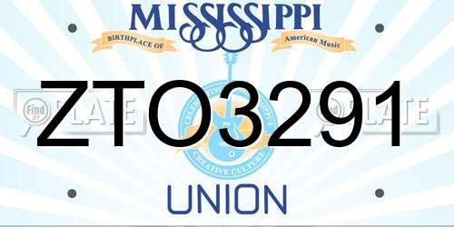 ZTO3291 Mississippi License Plate