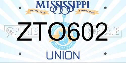 ZTO602 Mississippi License Plate