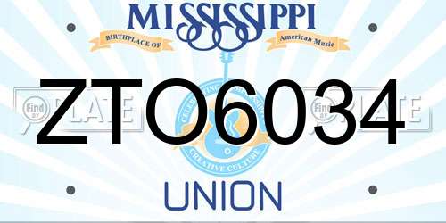 ZTO6034 Mississippi License Plate