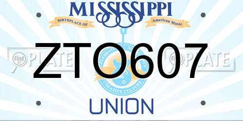 ZTO607 Mississippi License Plate