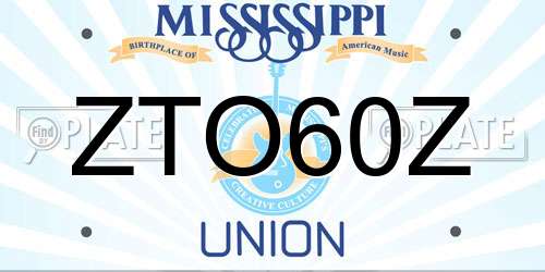 ZTO60Z Mississippi License Plate
